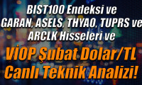 BIST100 Endeksi ve GARAN, ASELS, THYAO, TUPRS, ARCLK hisseleri ve VİOP Şubat Dolar/TL Teknik analizi