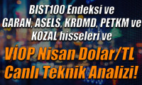 BIST100 Endeksi ve GARAN,ASELS,KRDMD,PETKM,KOZAL hisseleri, VİOP Nisan Dolar/TL Canlı Teknik Analizi