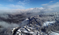 Bolu Dağı'ndaki kar güzelliği drone ile görüntülendi