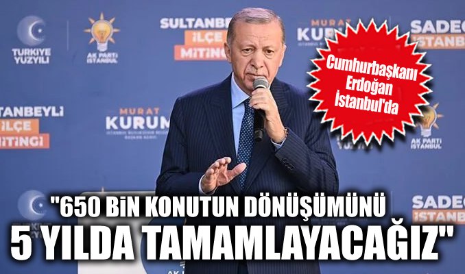Erdoğan: İstanbul'da 650 bin konutun dönüşümünü 5 yılda tamamlayacağız