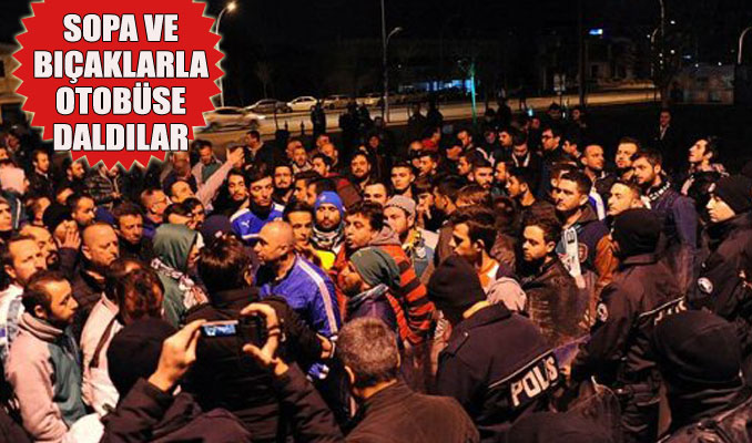 Bursaspor takım otobüsüne taraftarlardan bıçaklı saldırı
