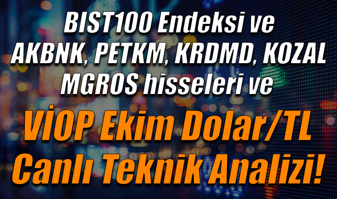 BIST100 Endeksi ve AKBNK, PETKM, KRDMD, KOZAL, MGROS hisseleri ve VİOP Ekim Dolar/TL Teknik Analizi