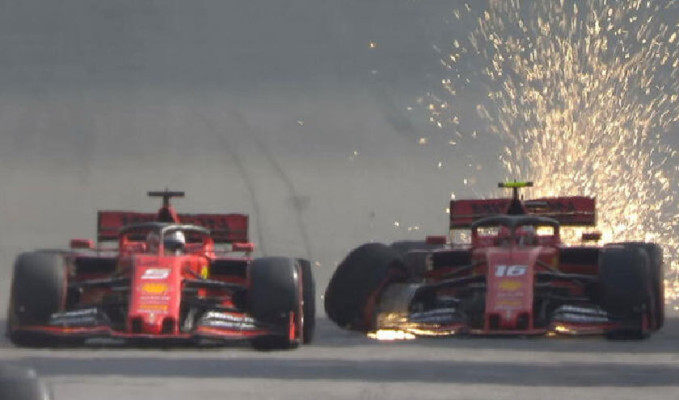 Formula 1'de kaza! Ferrariler çarpıştı