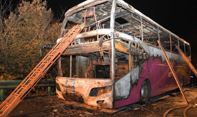 Otobüs yandı: 26 ölü, 28 yaralı
