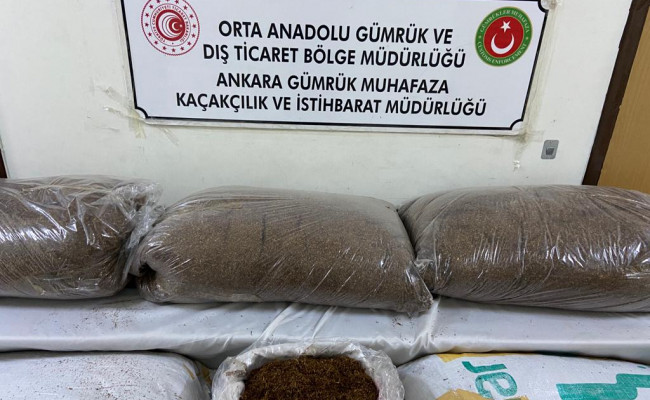  Ankara'da 1,1 ton kaçak tütün yakalandı