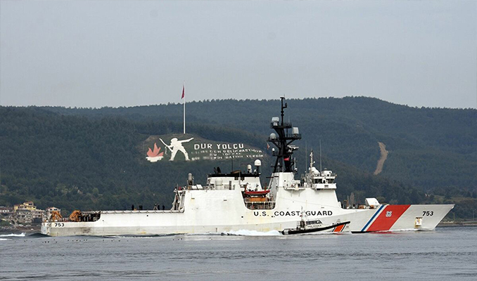 ABD Sahil Güvenlik gemisi 'USS Hamilton' Çanakkale Boğazı'ndan geçti